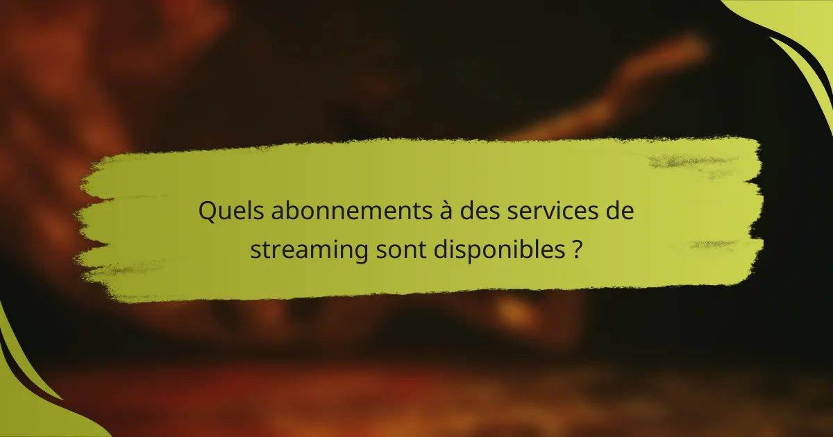 Quels abonnements à des services de streaming sont disponibles ?